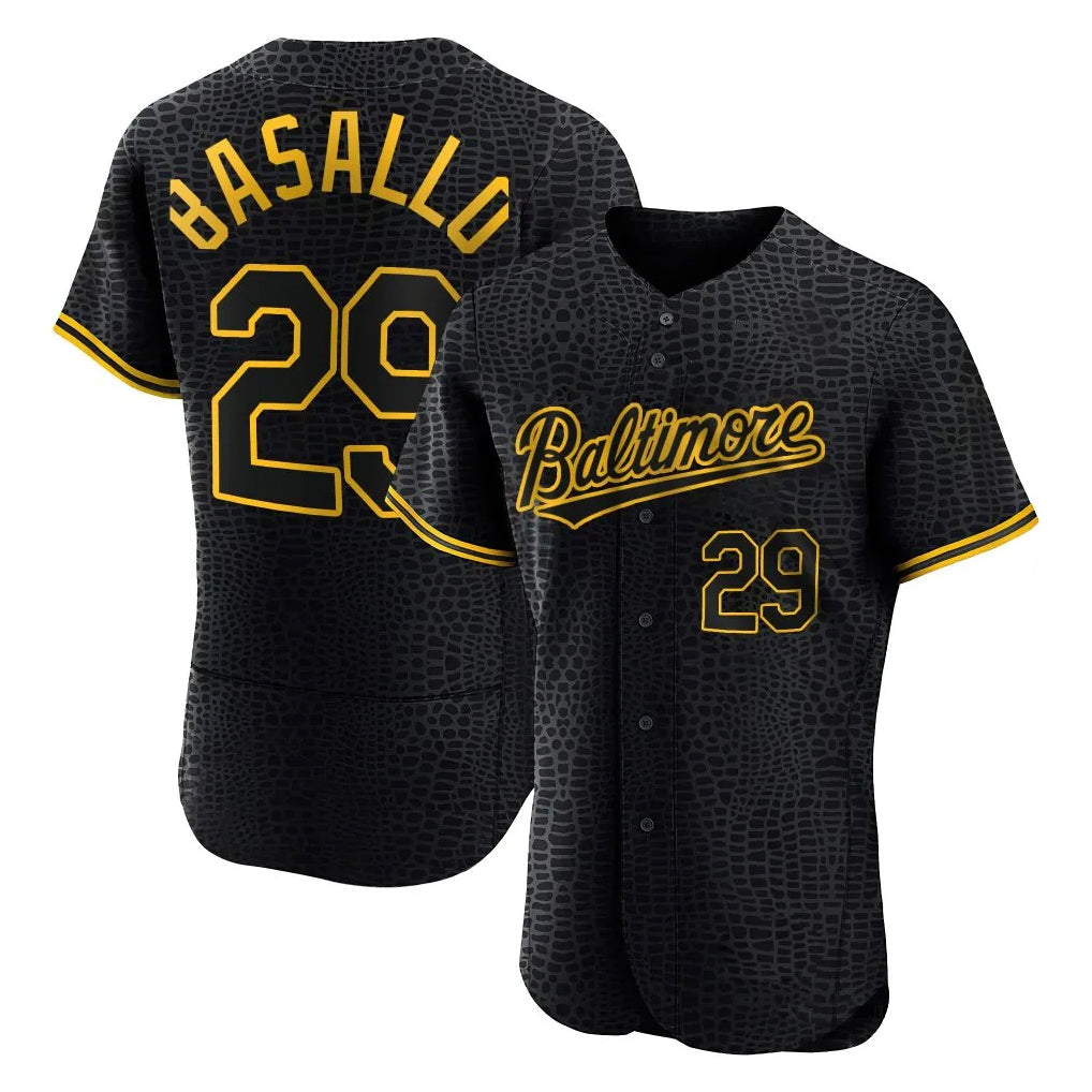 tores B.Orioles #29 Samuel Basallo Player Black Snake Skin City Limited Elite Home Stitched Jerseys