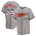 tores B.Orioles #29 Samuel Basallo Player Gray USA 250 Fourth of July Home Game Stitched Jerseys