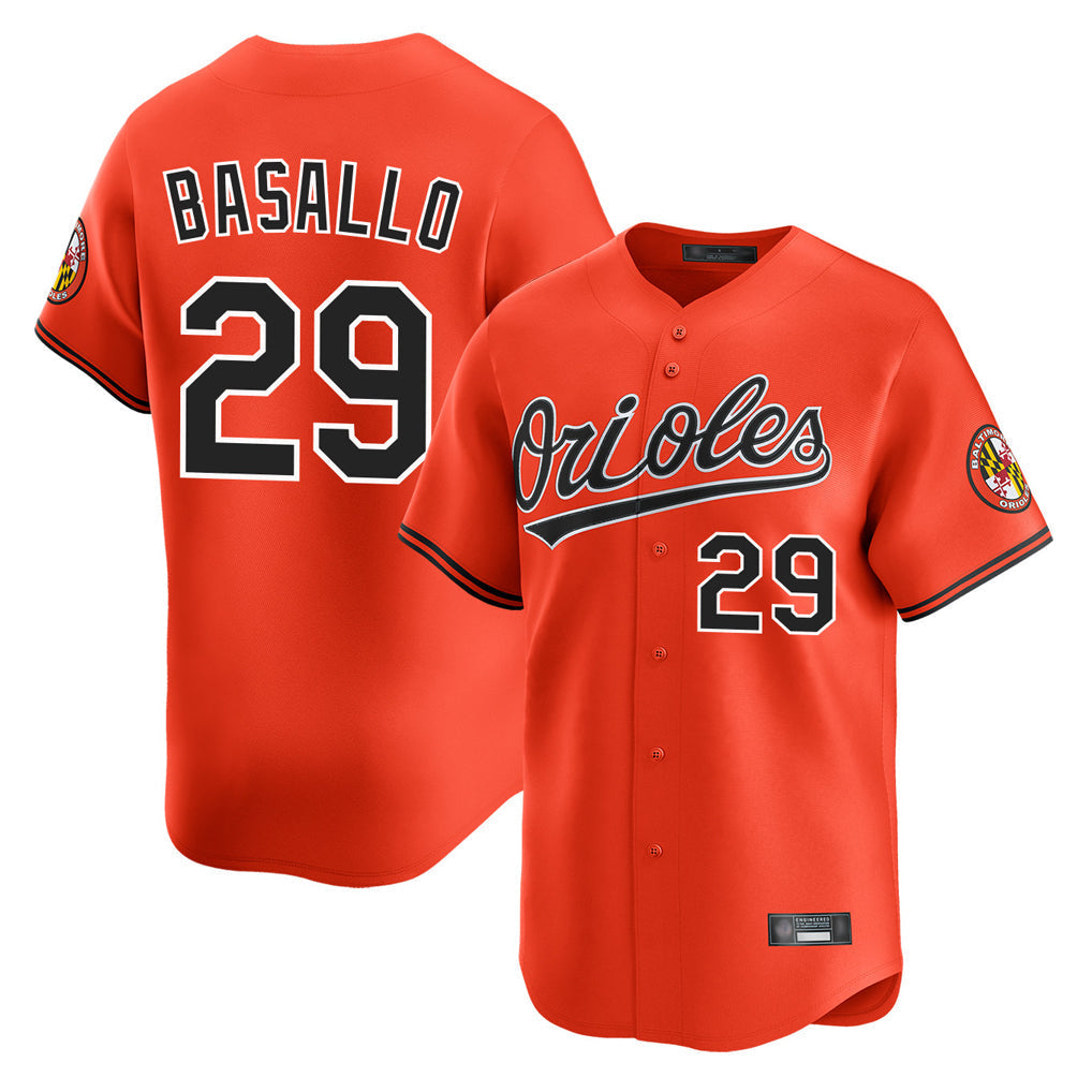 tores B.Orioles #29 Samuel Basallo Player Orange Limited Home Game Stitched Jerseys