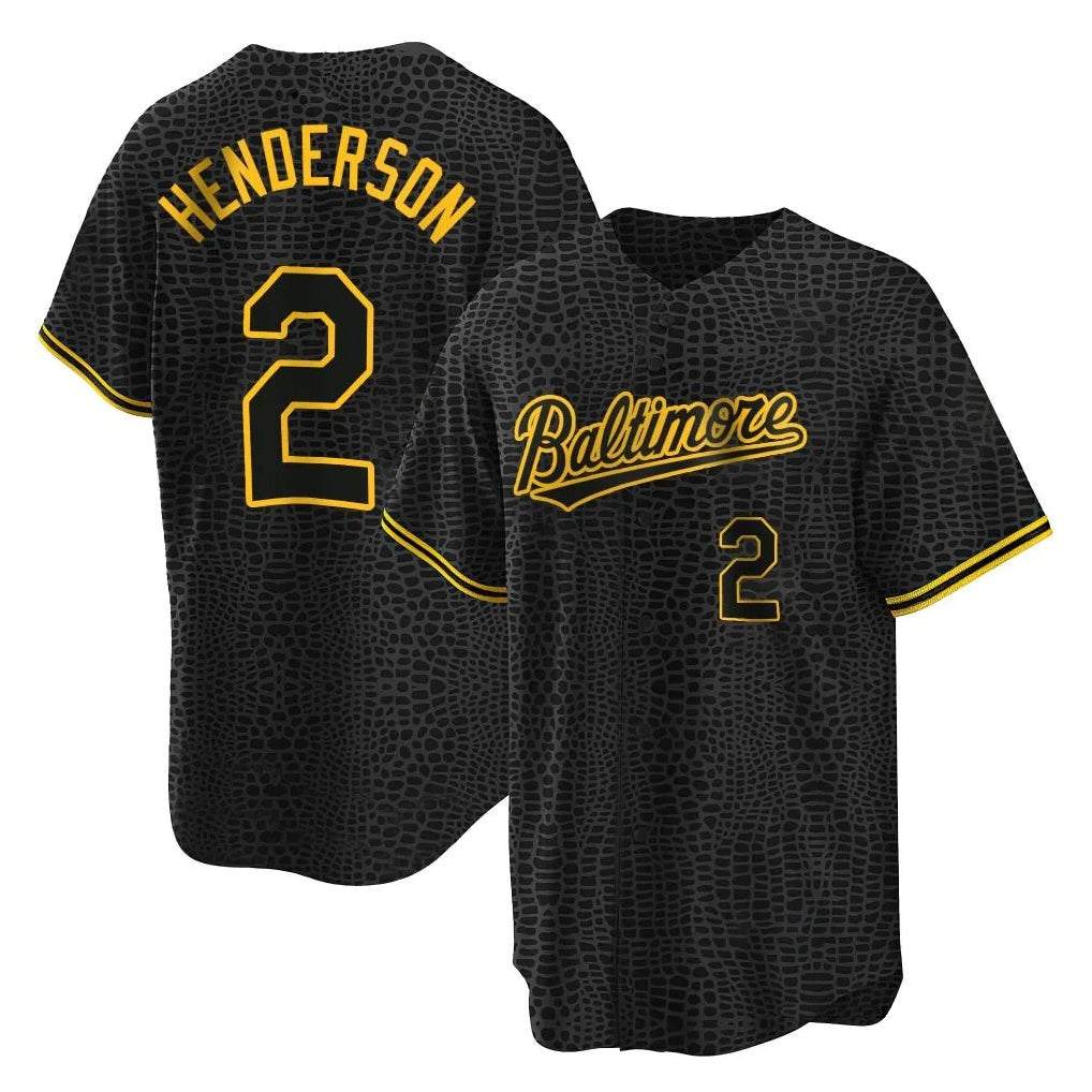 tores B.Orioles #2 Gunnar Henderson Player Black Snake Skin City Home Game Stitched Jerseys