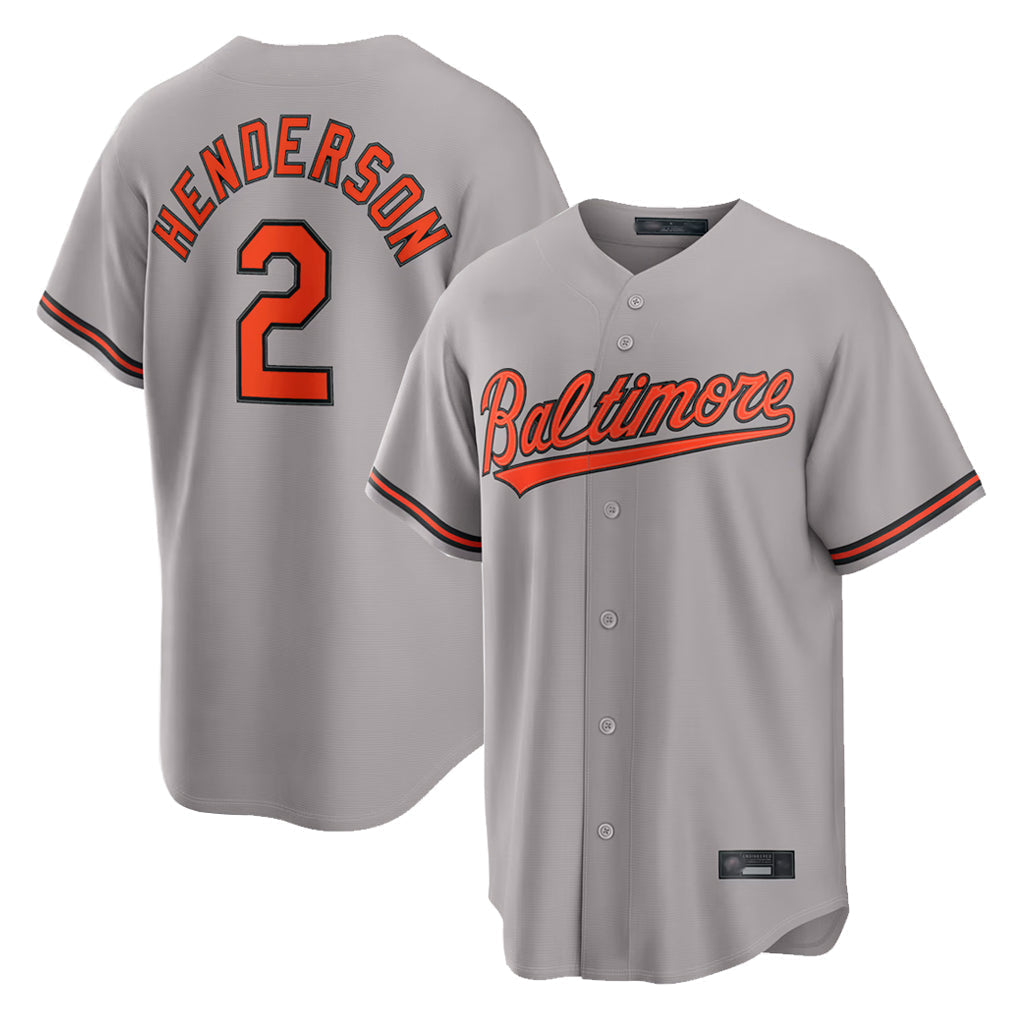 tores B.Orioles #2 Gunnar Henderson Player Gray Home Game Stitched Jerseys