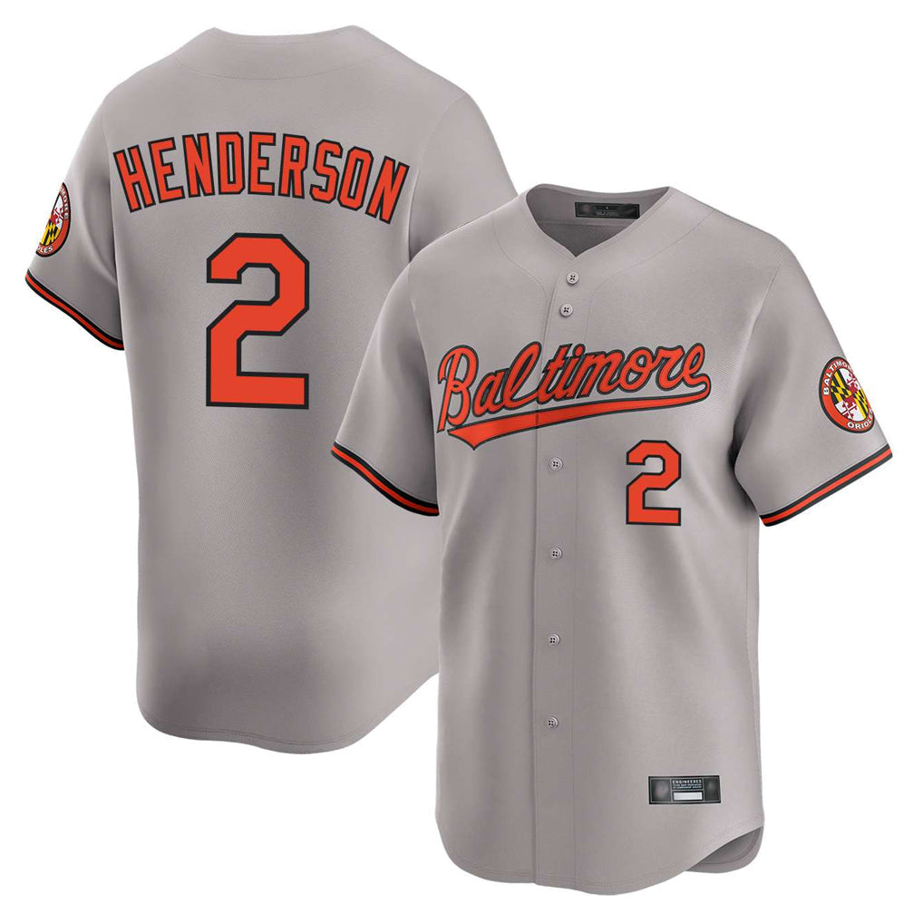 tores B.Orioles #2 Gunnar Henderson Player Gray Limited Home Game Stitched Jerseys