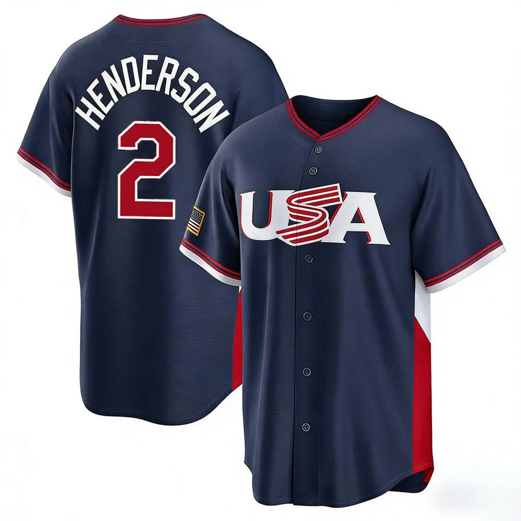 tores B.Orioles #2 Gunnar Henderson Player Navy USA 2026 World Classic Home Game Stitched Jerseys