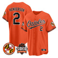 tores B.Orioles #2 Gunnar Henderson Player Orange 30th Anniversary of 2131 Home Game Stitched Jerseys