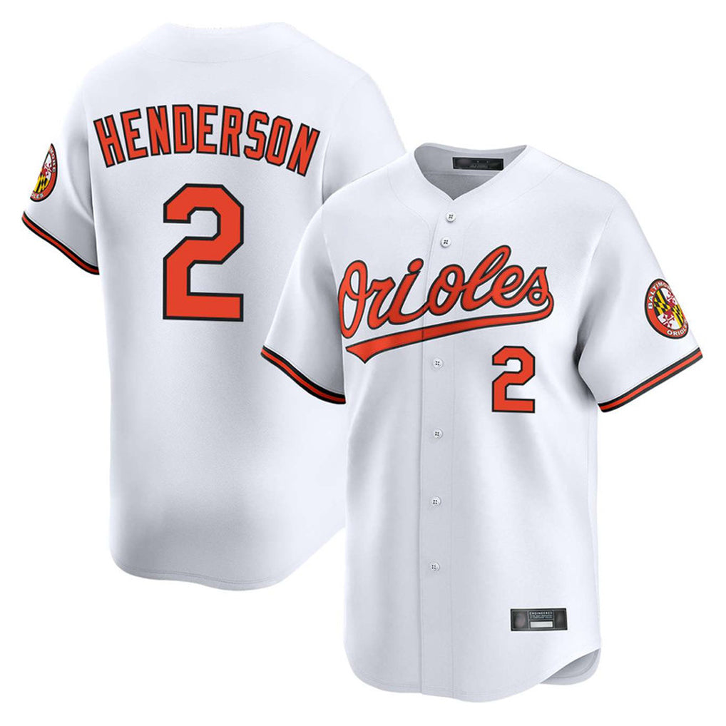tores B.Orioles #2 Gunnar Henderson Player White Limited Home Game Stitched Jerseys
