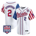 tores B.Orioles #2 Gunnar Henderson Player White USA 250 Independence Day Vapor Premier Home Game Stitched Jerseys