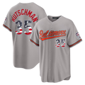 tores B.Orioles #35 Adley Rutschman Gray USA 250 Fourth of July Road Stadium Jersey