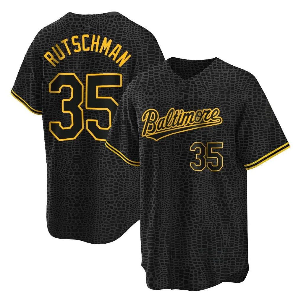 tores B.Orioles #35 Adley Rutschman Black Snake Skin City Home Game Stitched Jerseys