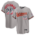 tores B.Orioles #35 Adley Rutschman Gray USA 250 Fourth of July Home Game Stitched Jerseys
