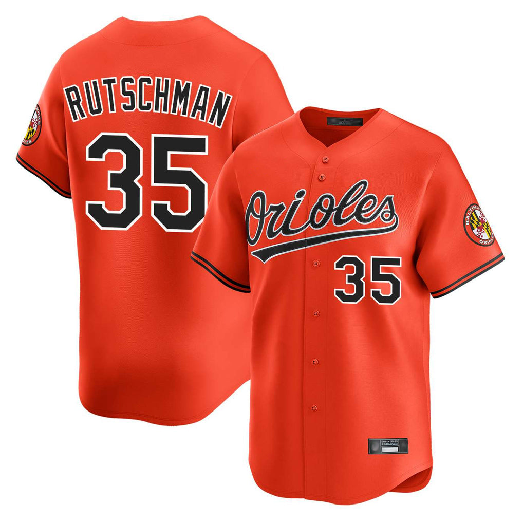 tores B.Orioles #35 Adley Rutschman Orange Limited Home Game Stitched Jerseys
