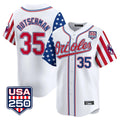 tores B.Orioles #35 Adley Rutschman White USA 250 Independence Day Vapor Premier Home Game Stitched Jerseys