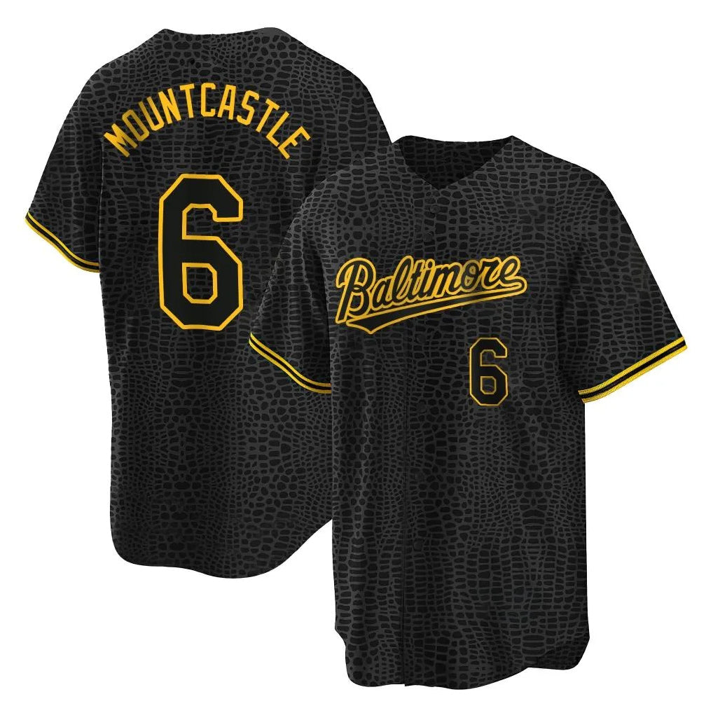 tores B.Orioles #6 Ryan Mountcastle Player Black Snake Skin City Home Game Stitched Jerseys