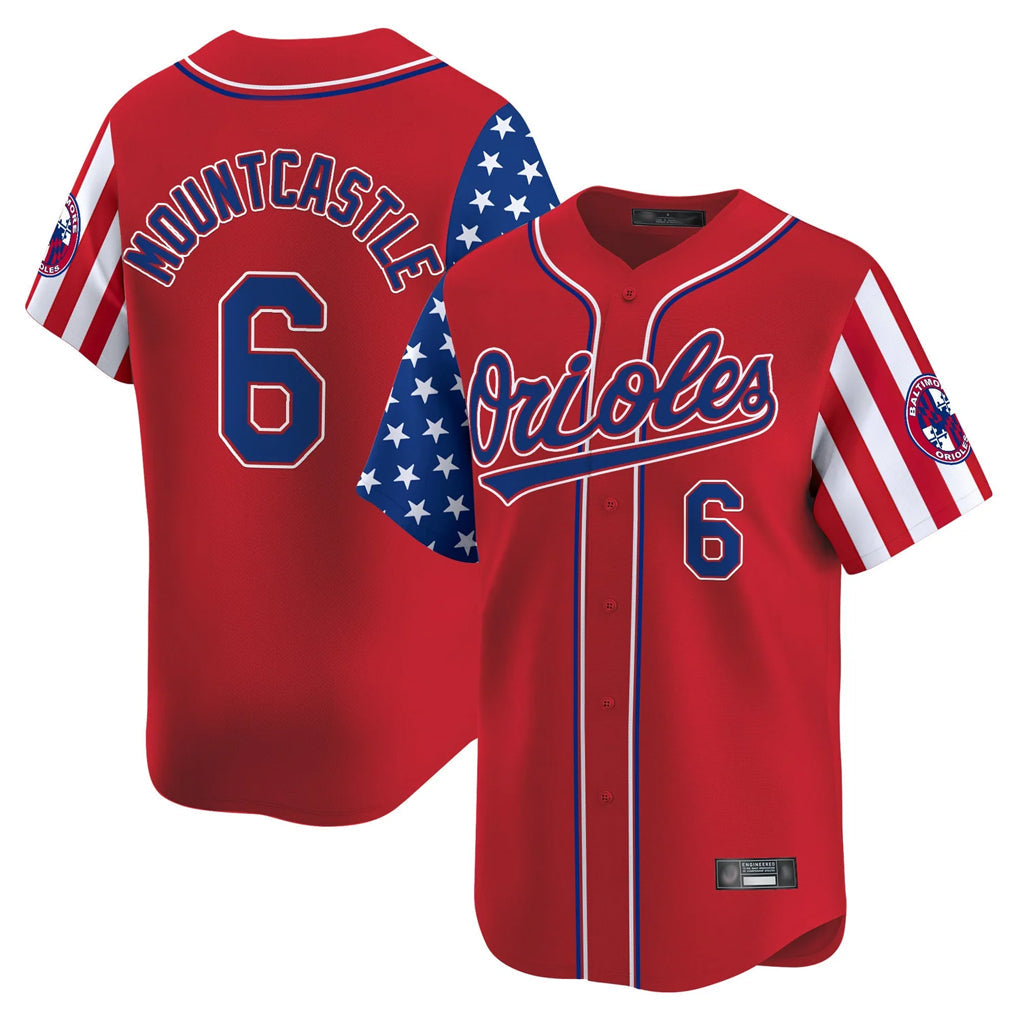 tores B.Orioles #6 Ryan Mountcastle Player Red Independence Day Vapor Premier Limited Home Game Stitched Jerseys
