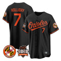 tores B.Orioles #7 Jackson Holliday Player Black 30th Anniversary of 2131 Home Game Stitched Jerseys