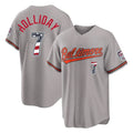 tores B.Orioles #7 Jackson Holliday Player Gray USA 250 Fourth of July Home Game Stitched Jerseys