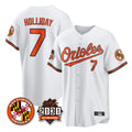 tores B.Orioles #7 Jackson Holliday Player White 30th Anniversary of 2131 Home Game Stitched Jerseys