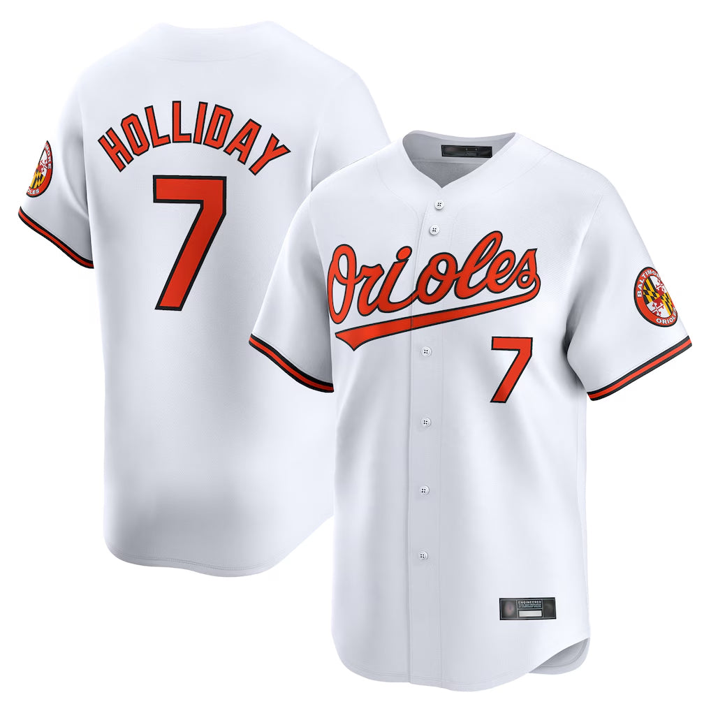 tores B.Orioles #7 Jackson Holliday Player White Limited Home Game Stitched Jerseys