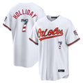 tores B.Orioles #7 Jackson Holliday Player White USA 250 Fourth of July Home Game Stitched Jerseys