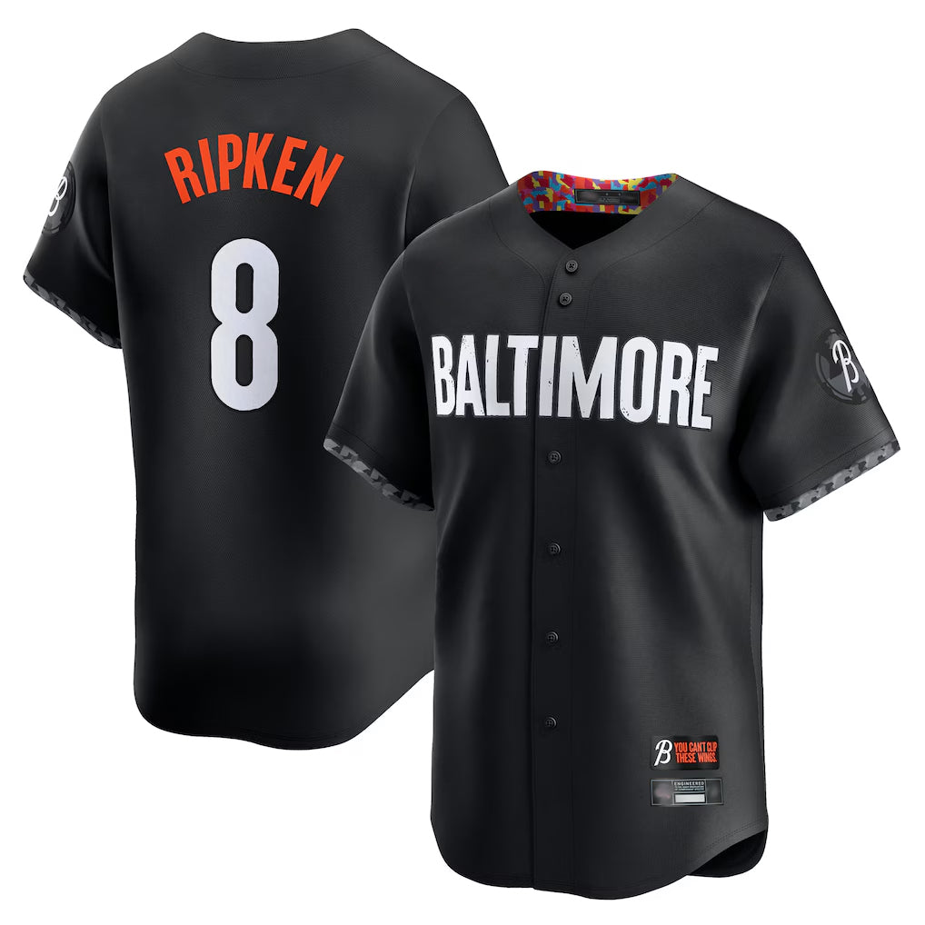 tores B.Orioles #8 Cal Ripken Player Black City Connect Limited Home Game Stitched Jerseys