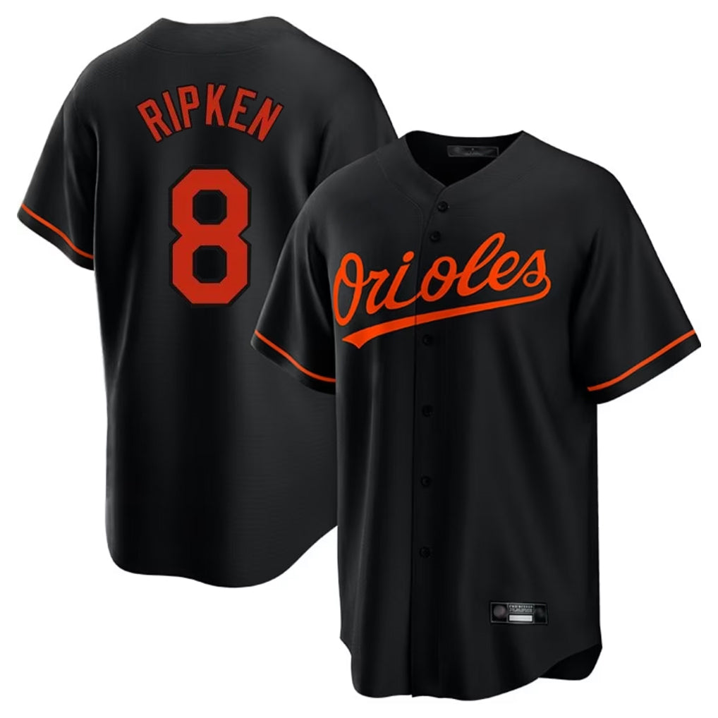 tores B.Orioles #8 Cal Ripken Player Black Home Game Stitched Jerseys