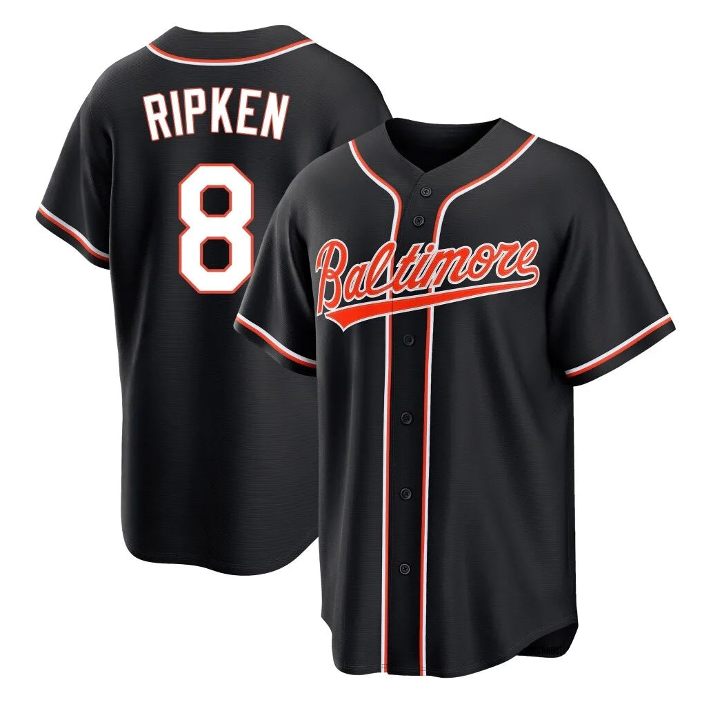 tores B.Orioles #8 Cal Ripken Player Black Out Home Game Stitched Jerseys