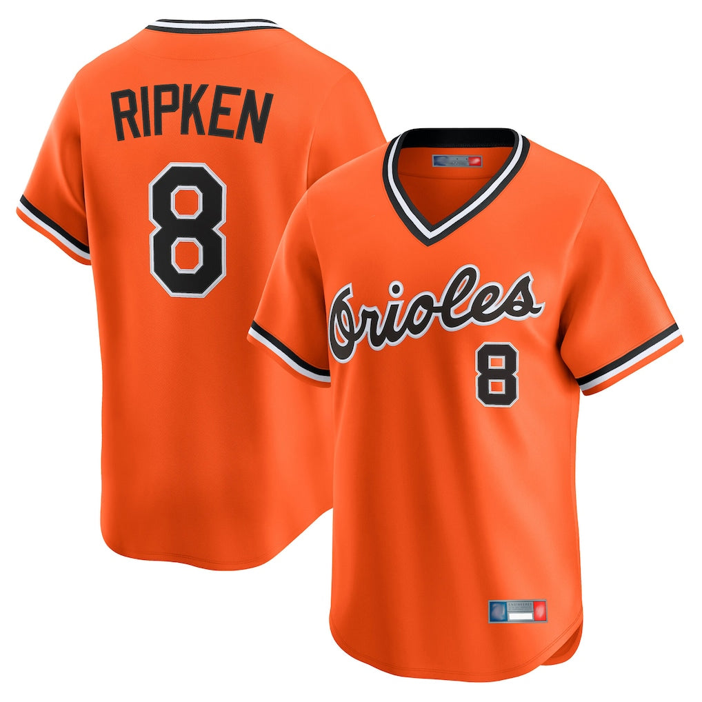 tores B.Orioles #8 Cal Ripken Player Orange T-shirt Limited Home Game Stitched Jerseys
