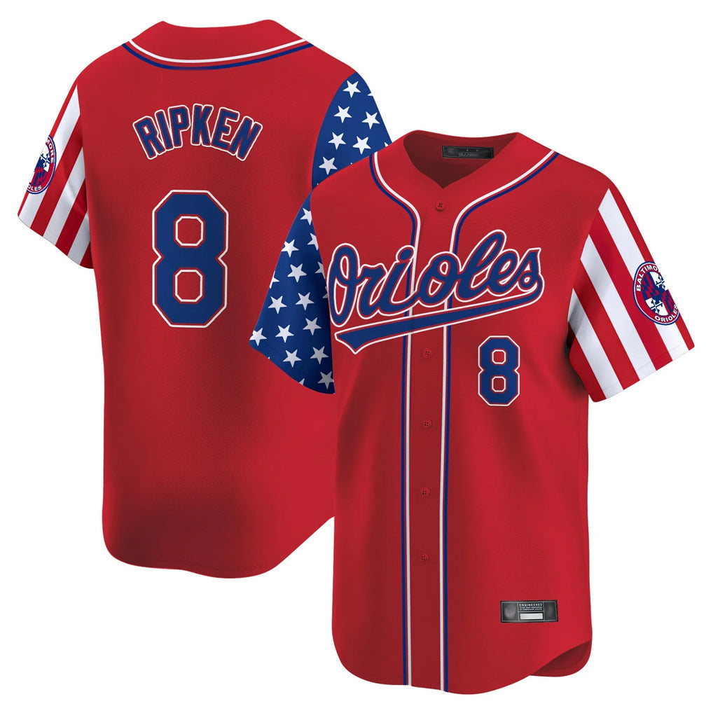 tores B.Orioles #8 Cal Ripken Player Red Independence Day Vapor Premier Limited Home Game Stitched Jerseys
