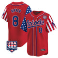 tores B.Orioles #8 Cal Ripken Player Red USA 250 Independence Day Vapor Premier Limited Home Game Stitched Jerseys