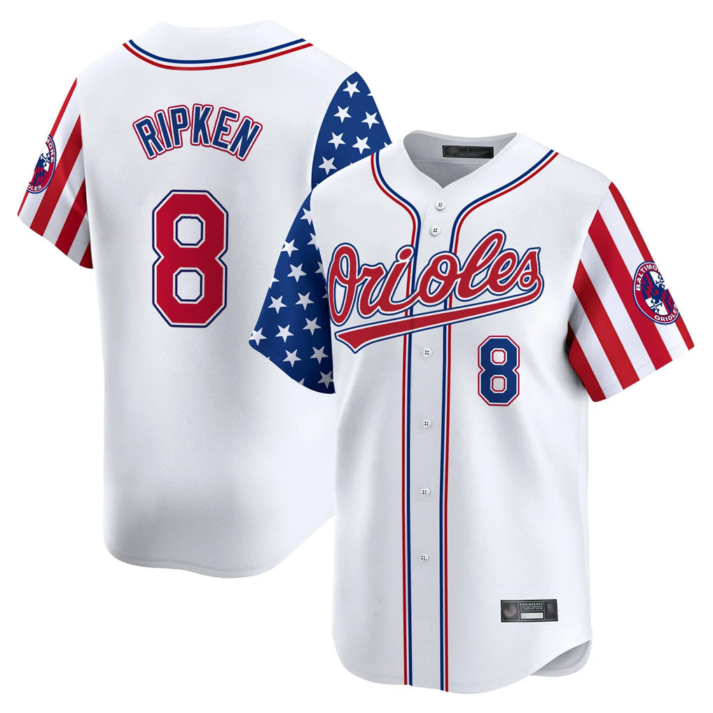 tores B.Orioles #8 Cal Ripken Player White Independence Day Vapor Premier Home Game Stitched Jerseys