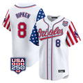 tores B.Orioles #8 Cal Ripken Player White USA 250 Independence Day Vapor Premier Home Game Stitched Jerseys