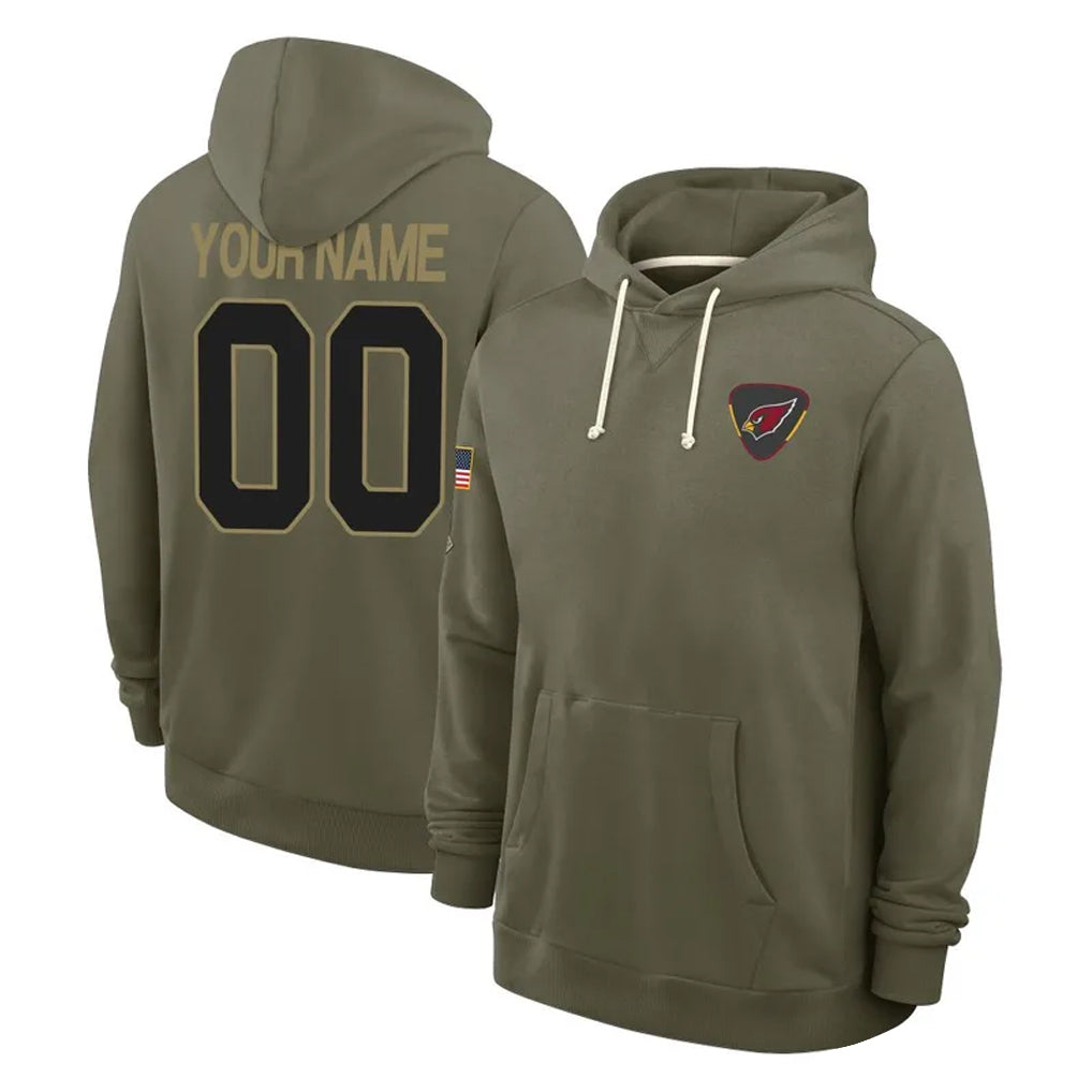 tores Custom A.Cardinals Olive Salute to Service Hoodies Any Name & Numbers Stitched Jerseys